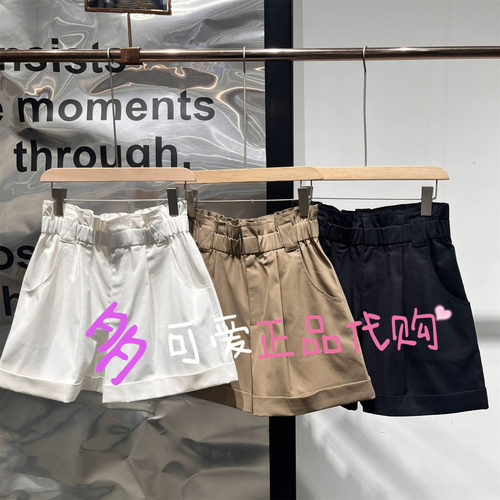 播休闲裤2026夏款BDT2KD1639新款复古花苞腰头宽松短裤此刻就是好