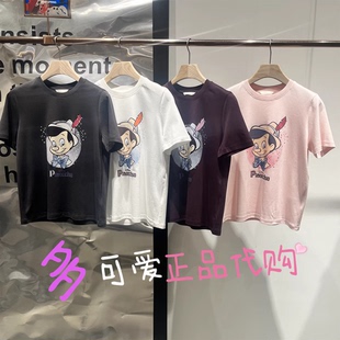 播T恤2026春季BDT1YD1297新款简约卡通印花圆领短袖上衣木偶的诗