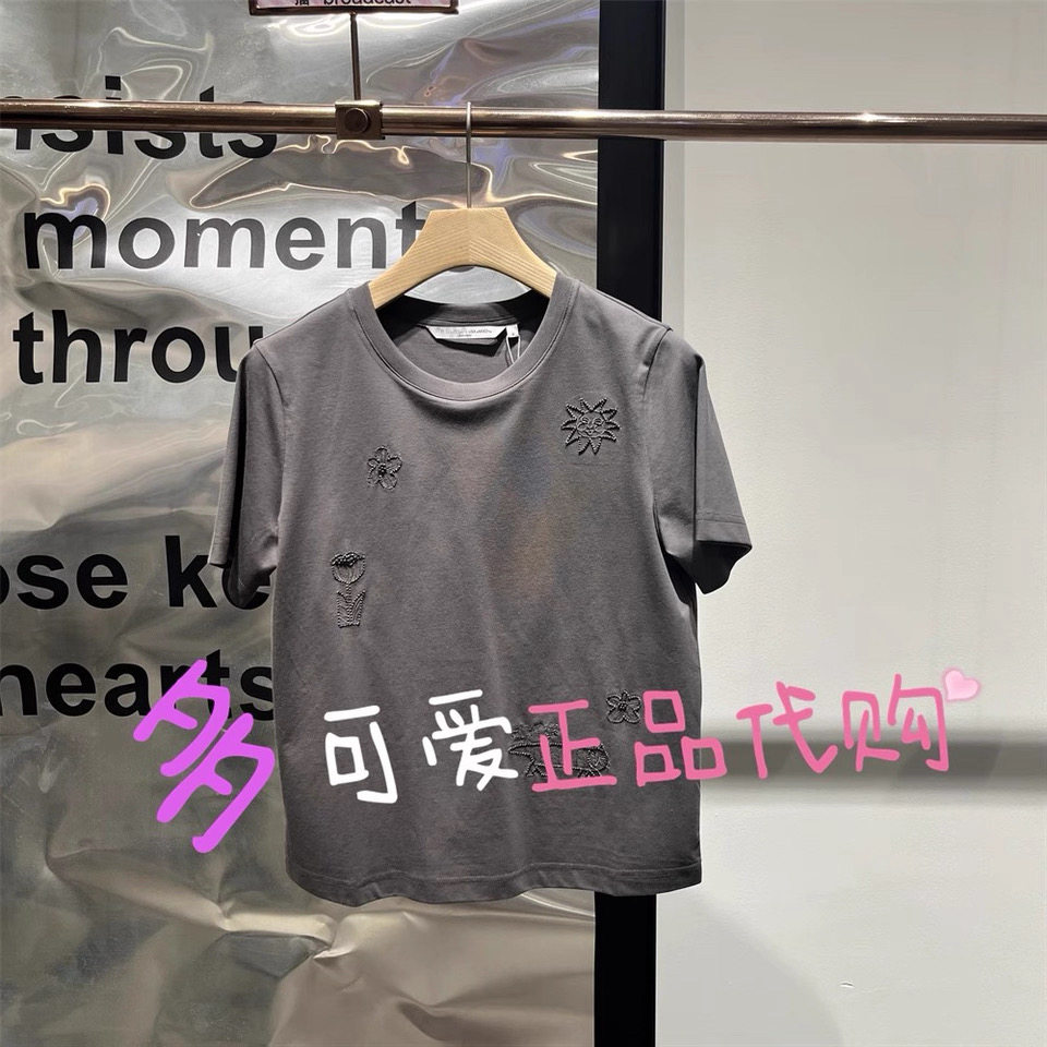 播T恤2025夏款BDS2YD2528新款圆领刺绣短袖T恤休闲上衣眺望远方