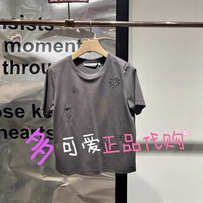 播T恤2025夏款BDS2YD2528新款圆领刺绣短袖T恤休闲上衣眺望远方