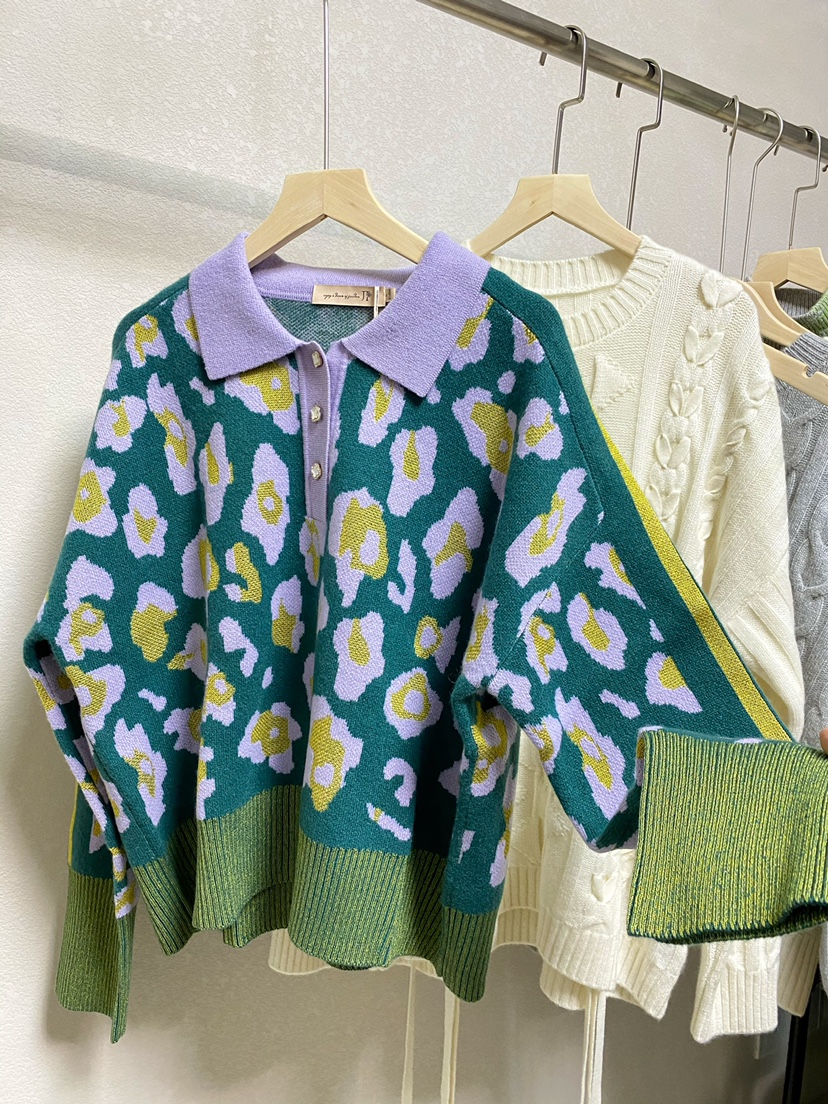 VINTAGE亮丝POLO领羊绒衫