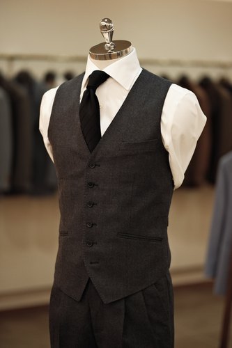 深灰色西装马甲法兰绒