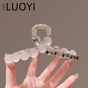 精致珠珠镶钻大号抓夹2025新款高级感后脑勺全盘发夹鲨鱼夹子头饰