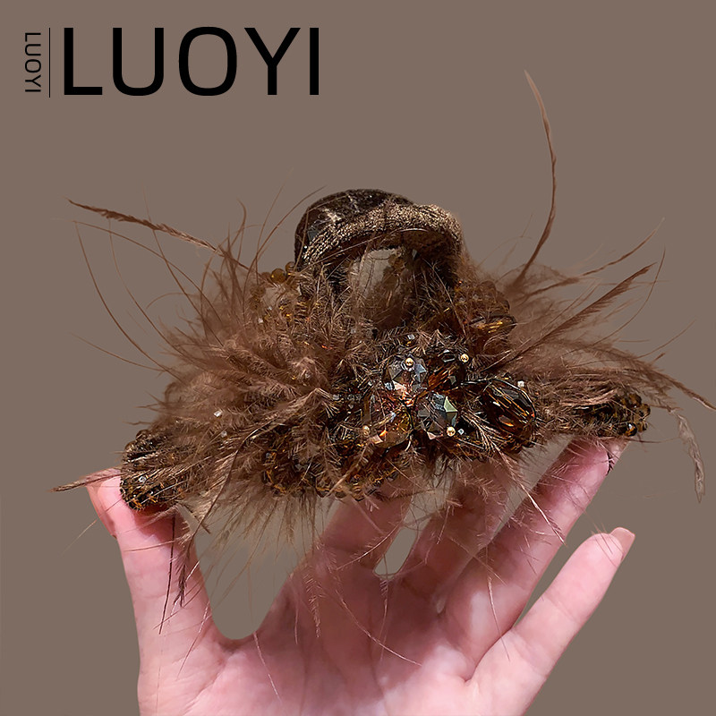 奢华羽毛水晶抓夹女后脑勺盘发夹优雅百搭鲨鱼夹2026秋冬新款发饰,饰品/流行首饰/时尚饰品新,发饰,淘宝优惠券,粉丝福利购,淘宝优惠卷