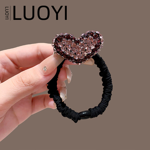 爱心满钻发绳2026新款高端头绳高弹力皮筋扎头发气质发圈缎面肠圈