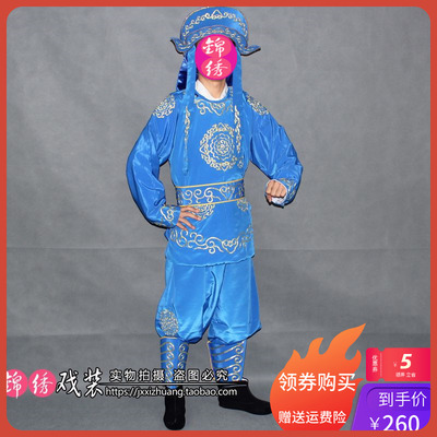 锦绣戏装新款戏曲京剧豫剧武生士兵小兵龙套跑堂蓝色全金兵衣加帽