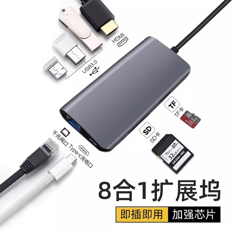 Type-C转换器适用于苹果电脑MacBook笔记本pro转接头air拓展坞网线转接M4转网口USB电视投屏hdmi线vga扩展坞