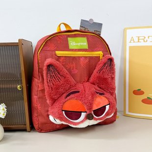 迪士尼疯狂动物可爱双肩包朱迪尼克毛绒书包卡通大容量玩偶背包