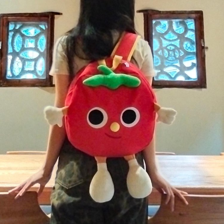 跳跳猪2025新款番茄双肩背包可爱卡通少女日系背包ins风双肩包