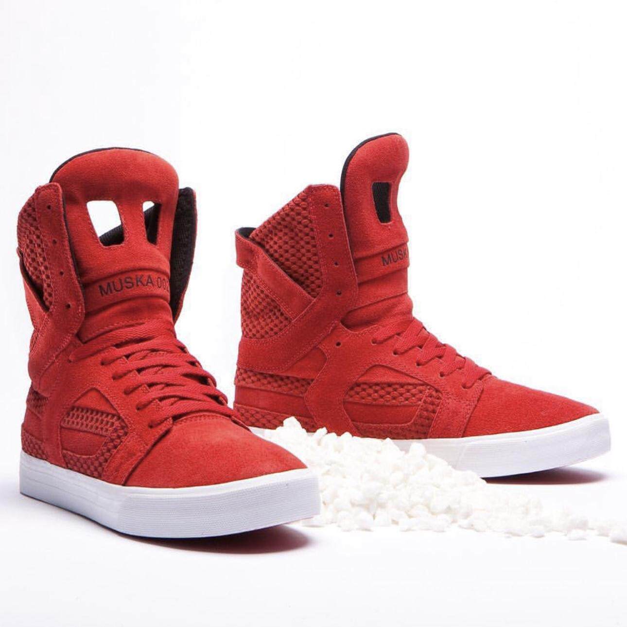 牡牧Supra SkytopⅡ酒红色高帮男板鞋翻毛皮材质爆骚帅气百搭新款