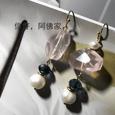 Серьги ▍阿佛家▍刚刚好天然粉晶珍珠防止过敏韩国欧美耳环耳饰百搭特惠