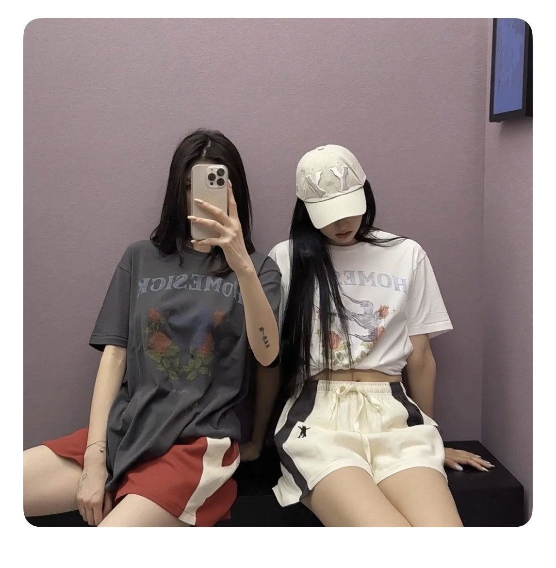 夏季新款t恤女韩版YY玫瑰花飞燕字母印花圆领短袖纯棉潮牌宽松