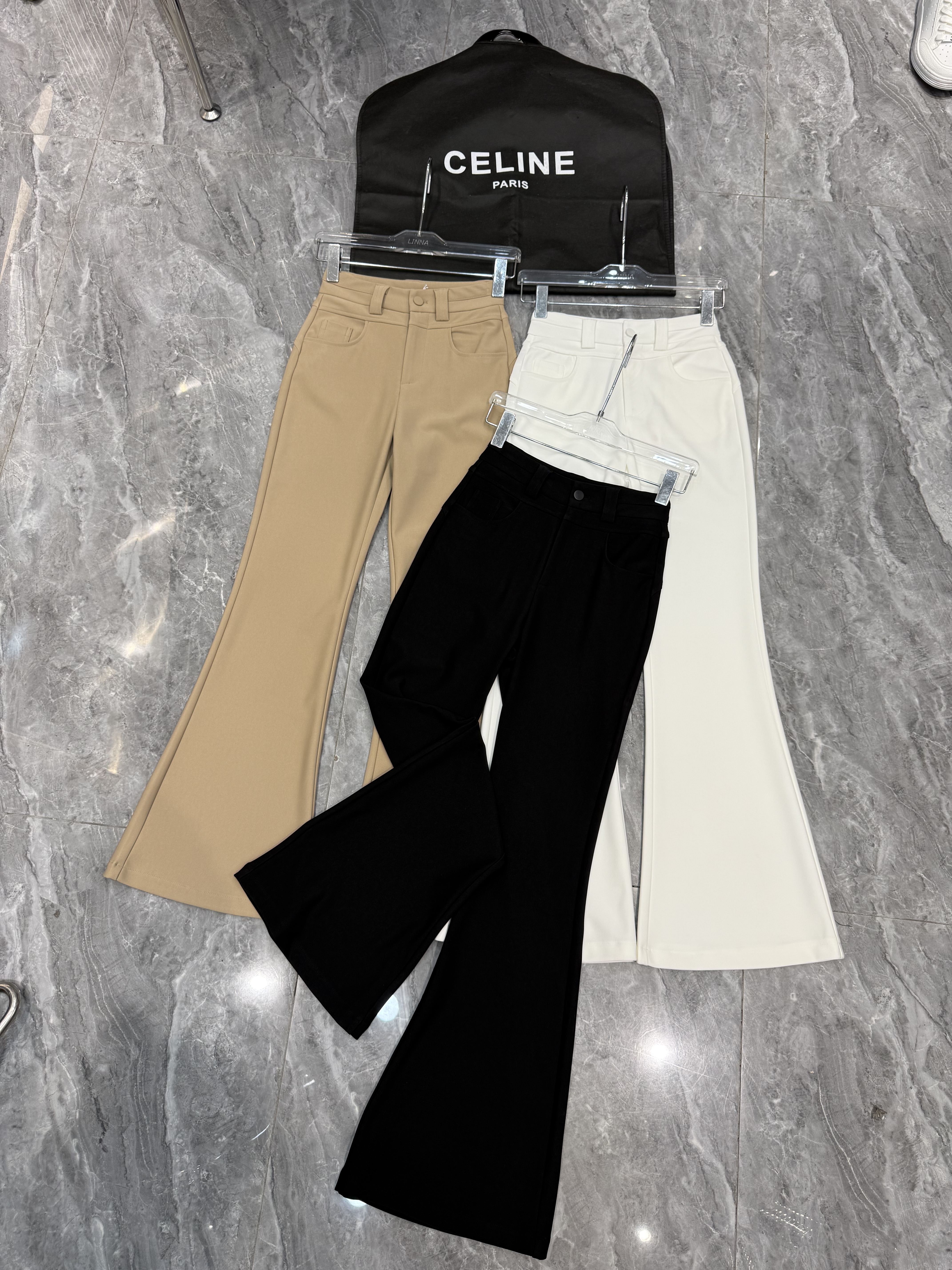 夏季新款长裤女高腰西装裤微喇叭气质修身韩版网红口袋linnayu潮