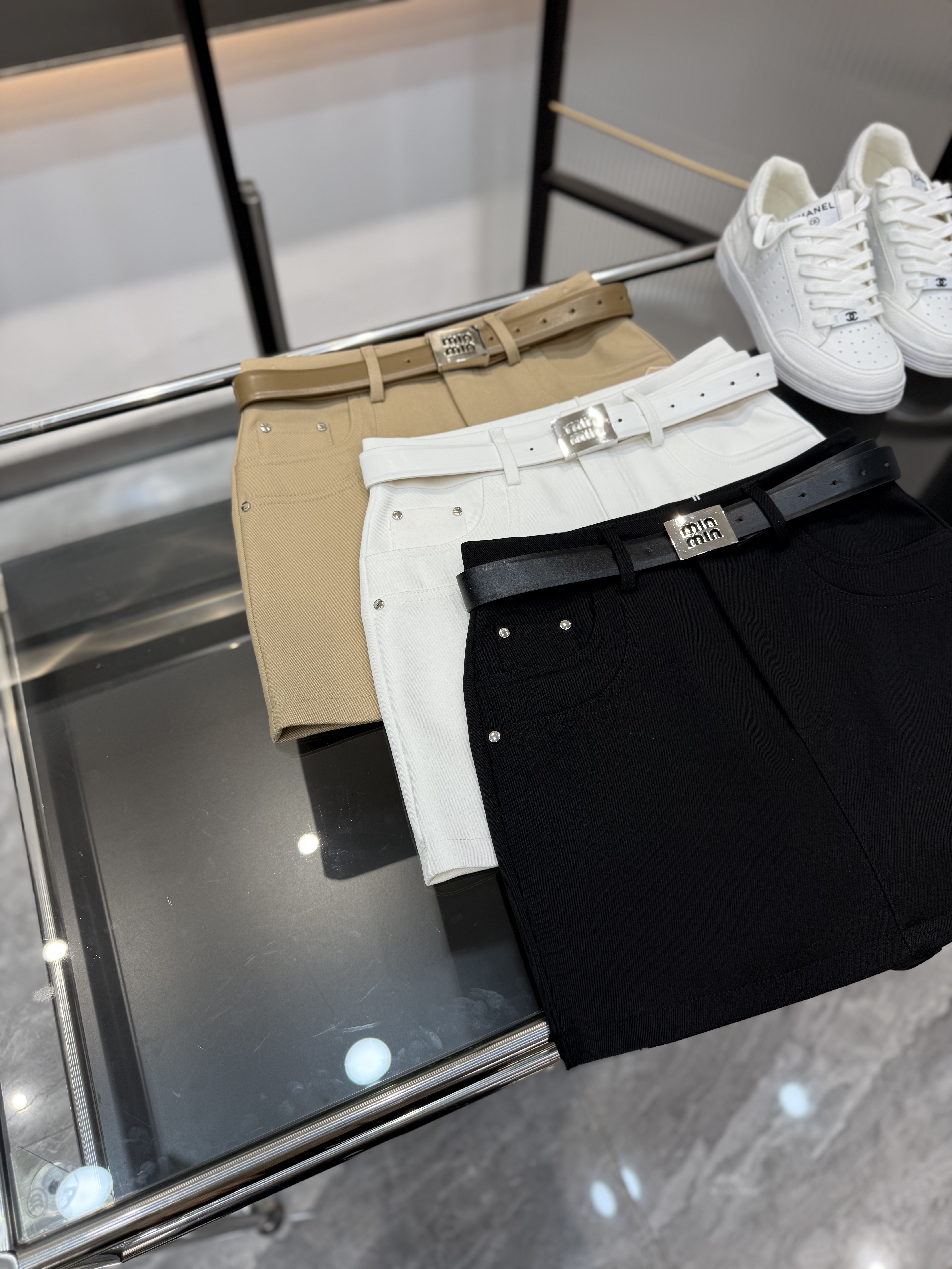 Linnayu夏新款短裙女高腰韩版网红a字双层口袋西装气质包臀半身裙