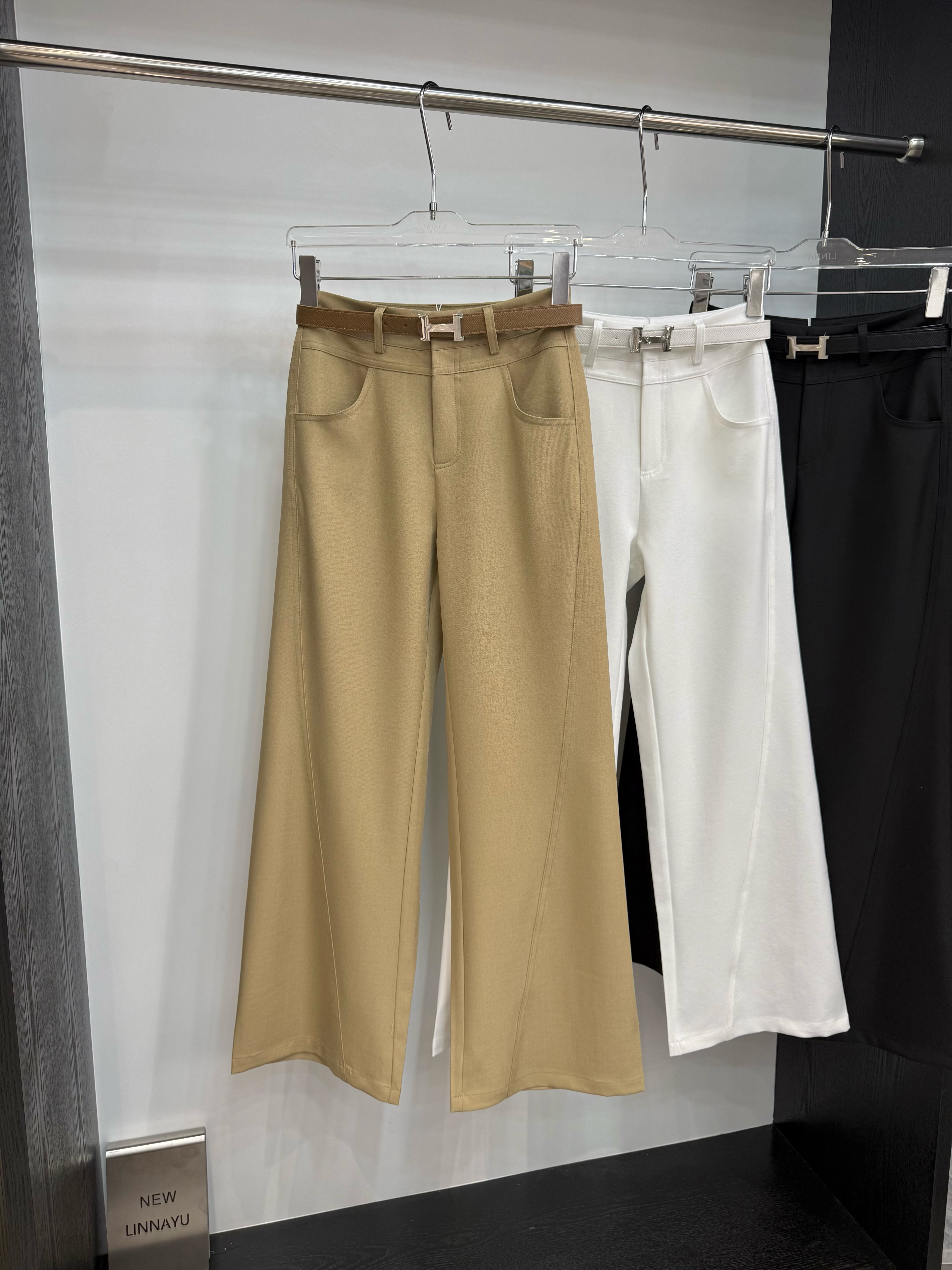 夏季新款长裤女高腰西装裤直筒气质宽松韩版网红口袋linnayu潮牌