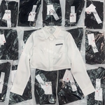 亮面缎面春秋季新款衬衫女白色潮牌长袖短款POLO衫职业上衣学院风