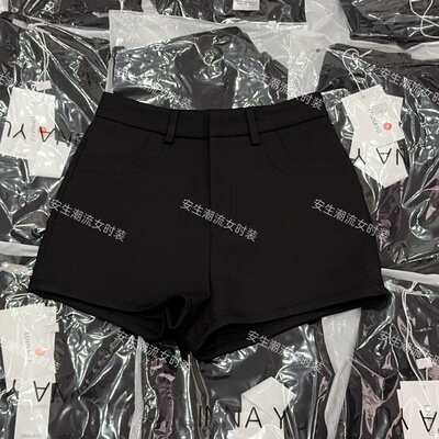 厚的冬季新款短裤女高腰修身韩版网红a字阔腿口袋气质西装linna潮