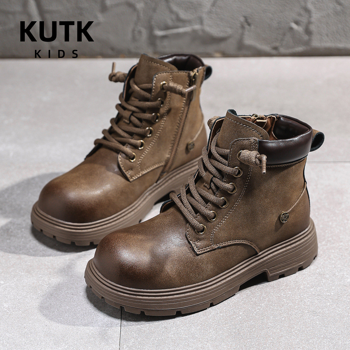 kutk儿童马丁靴2025秋冬新款男童英伦风短靴女童加绒保暖棉鞋靴子,童鞋/婴儿鞋/亲子鞋,皮靴,淘宝优惠券,粉丝福利购,淘宝优惠卷