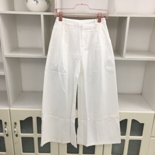 秋季新款极简轻熟风高腰显瘦白色西裤阔腿裤女宽松直筒休闲裤长裤