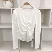 圆领长袖 小衫 扭结白色毛针织衫 显瘦百搭打底衫 上衣休闲 修身 春秋季