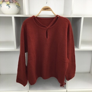 冬季圆领长袖套头柔软羊毛毛衣针织衫女宽松百搭休闲保暖打底上衣
