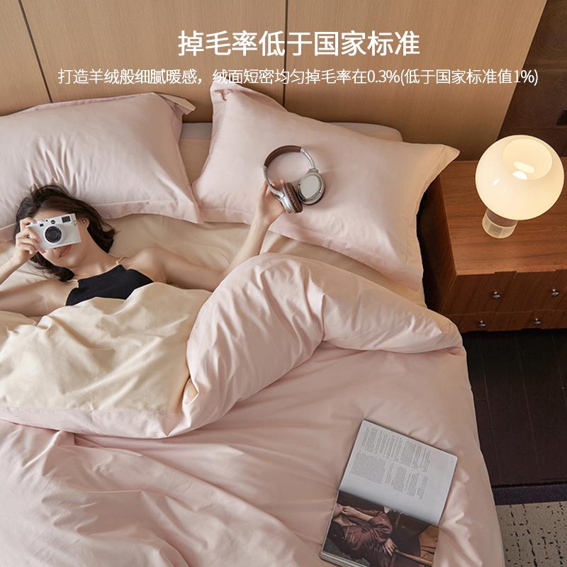 新疆包邮A类100S加厚磨毛四件套秋冬全棉纯棉长绒棉被套床单床笠