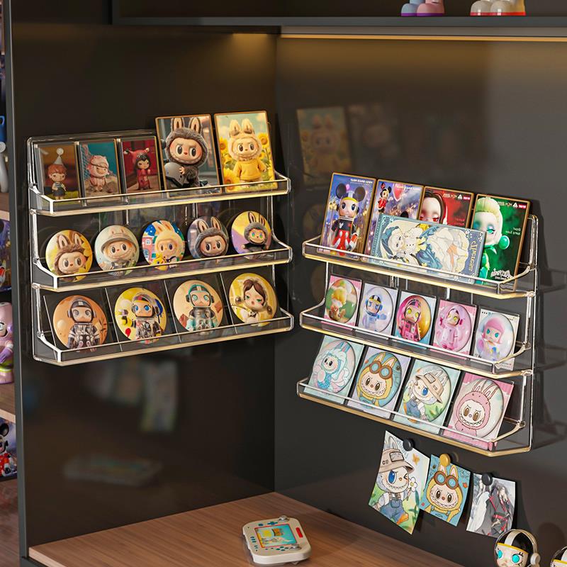 新疆包邮吧唧展示架挂墙上压克力周边流麻色纸徽章立牌小卡收纳谷