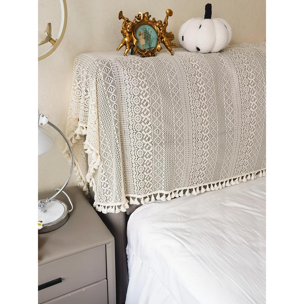 新疆包邮法式轻奢蕾丝镂空球球花边床头套罩床头套子全包靠背罩防