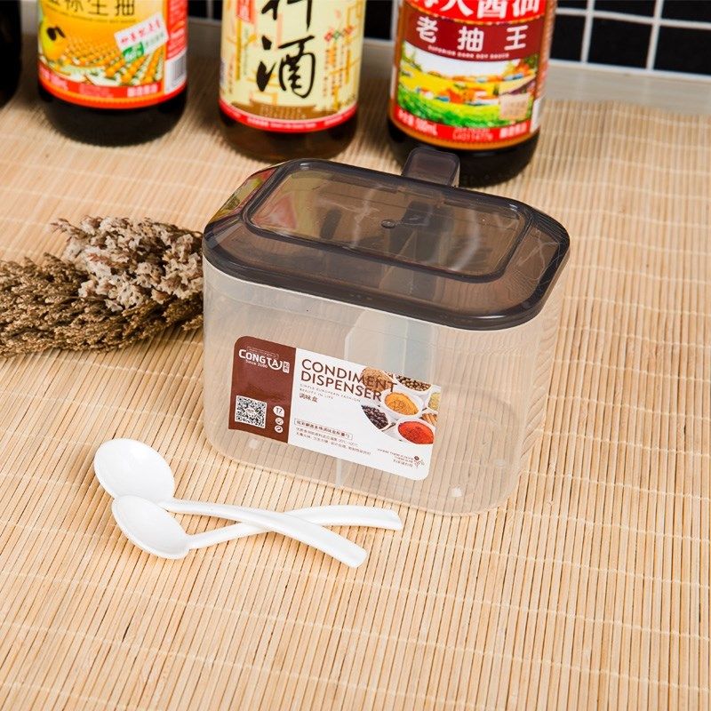 优质两格套装盒子塑料罐瓶组合装翻盖家用调味盒配勺盐罐厨房用品|msdalam kategori dapur/memasak Appliances, Alat dapur/Penyimpanan dapur, botol penyimpanan/bekas penyimpanan dapur, botol perasa - dari Buy2taobao.com untuk memberikan perkhidmatan ejen Taobao profesional membeli