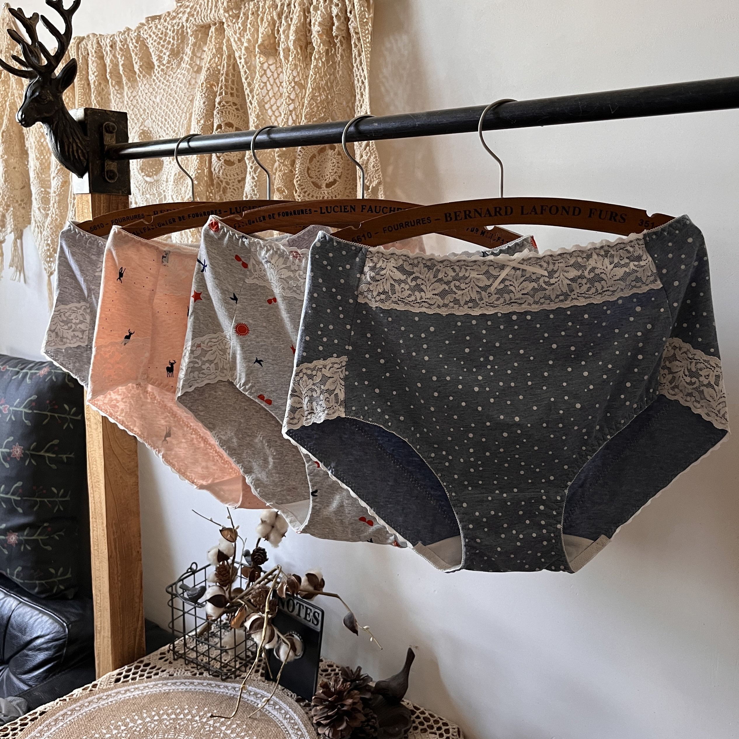 三条包邮自留外贸大码甜美韩风内裤高腰三角女纯棉裤头140-250斤