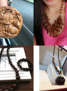 桃木夸张波西米亚风项链饰品现货