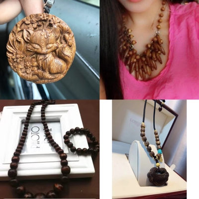 桃木夸张波西米亚风项链饰品现货