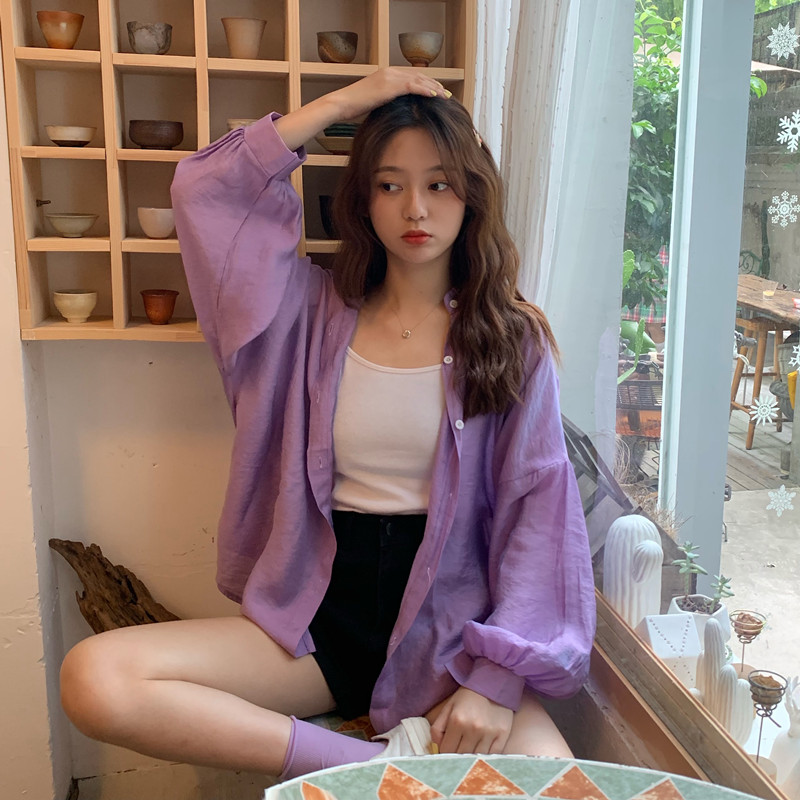 Real price loose and versatile long sleeve sunscreen clothes long sleeve shirt girl