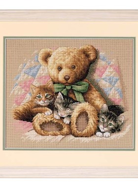 Dim35236泰迪熊与猫咪 十字绣saga格式XSD重绘源文件电子图纸