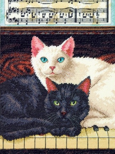 Dim70-35269 钢琴上的猫 十字绣 saga格式XSD重绘源文件电子图纸
