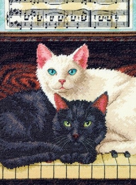 Dim70-35269 钢琴上的猫 十字绣 saga格式XSD重绘源文件电子图纸