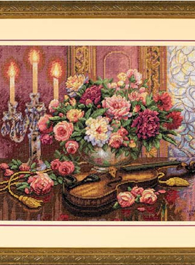 Dim35185 小提琴烛台花 十字绣 saga格式XSD重绘源文件电子图纸