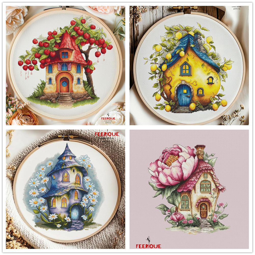 十字绣saga格式XSD重绘电子图纸源文件 牡丹车厘子柠檬雏菊 小屋