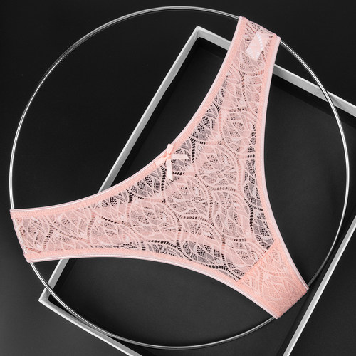 新款女士内衣蝴蝶结蕾丝镂空低腰性感丁字裤舒适裆部纯棉