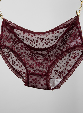 女士中腰软糯蕾丝小碎花性感三角裤全棉裆部少女学生内裤