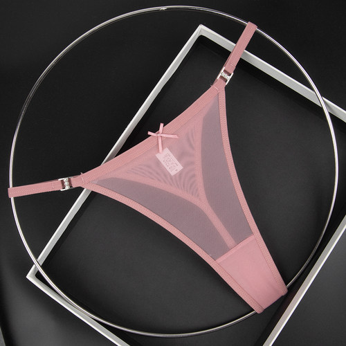 女士低腰内裤简约纯色网纱性感女式丁字裤