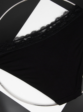 女士胖MM高腰蕾丝拼接性感纯棉裆部三角裤薄款内裤