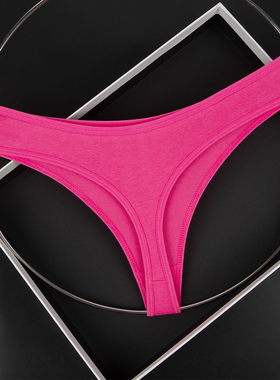 玫红色性感内裤女士纯棉丁字T裤无痕运动健身舒适低腰纯色内裤