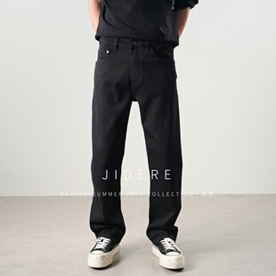 JIDERE美式窄版合体弹力中直筒牛仔裤男春季原色百搭有型显瘦长裤