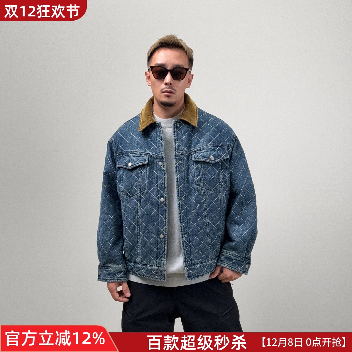 日系复古巴恩风水洗牛仔夹克棉衣