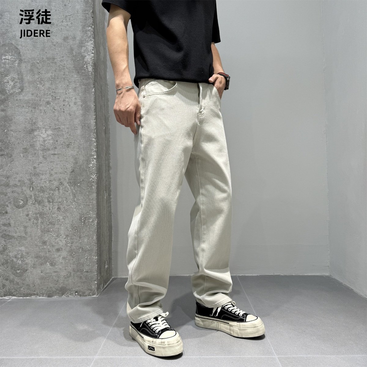 JIDERE加绒加厚四面弹力中直筒牛仔裤男冬季宽松简约百搭有型长裤,男装,牛仔裤,淘宝优惠券,粉丝福利购,淘宝优惠卷