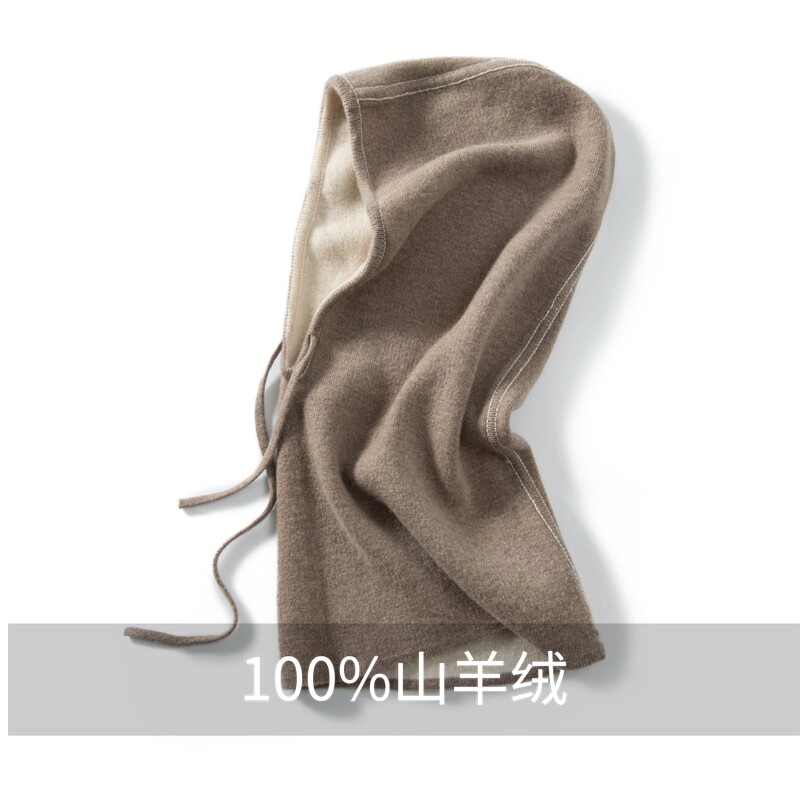 羊绒帽针织围脖连帽子围巾一体