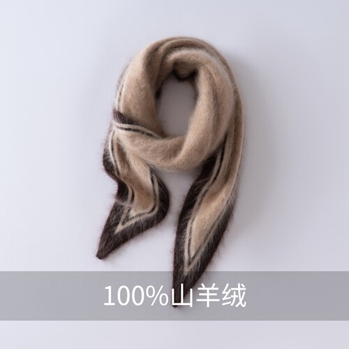 拼色小围脖针织撞色拉绒三角巾