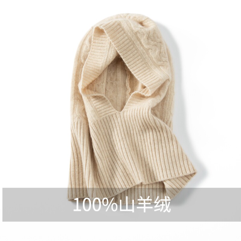 加厚绒线围脖保暖护颈帽子