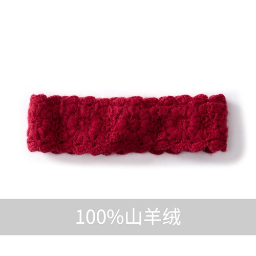 秋冬新款100%山羊绒发箍女手工钩花百搭宽边休闲保暖针织发带发饰